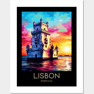 A Pop Art Travel Print of Lisbon - Portugal Posters and Art